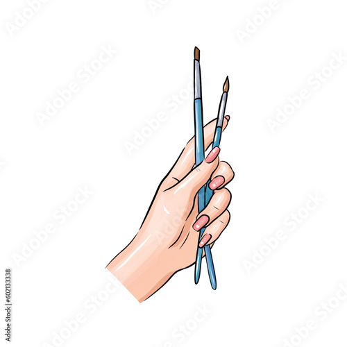 hand with paintbrush