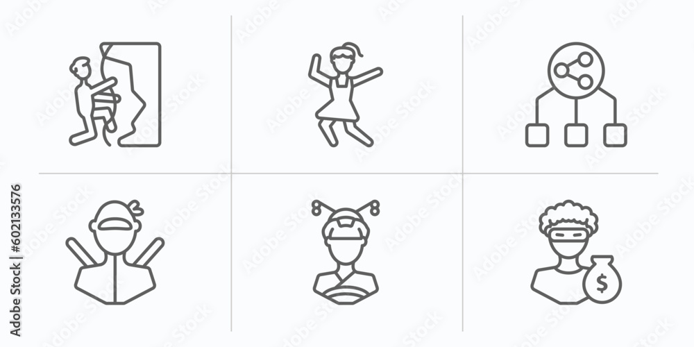 people outline icons set. thin line icons such as climbing sport, girl dancing, user sharing files, ninja portrait, japan geisha, steal vector. people outline icons set. thin line icons such as climbing sport, girl dancing, user sharing files, ninja portrait, japan geisha, steal vector.