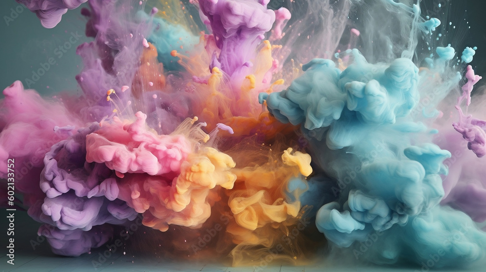 Explosion of pastel paints. Fusion of pastel colors in paint and smoke. Creative, original, dynamic and colorful resources. Image generated by AI.
Explosion of pastel paints. Fusion of pastel colors in paint and smoke. Creative, original, dynamic and colorful resources. Image generated by AI.