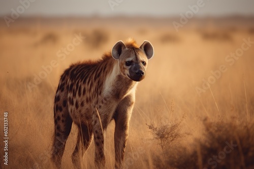 illustration, a hyena in the savannah, generative ai © Jorge Ferreiro
