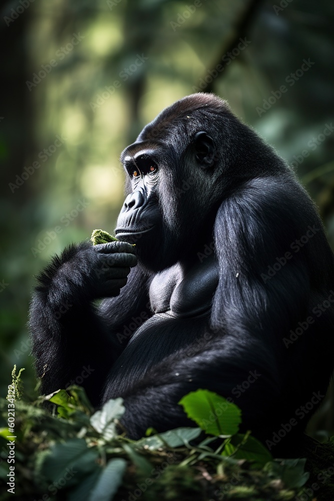 illustration, monkey sitting and eating, ai generative. illustration, monkey sitting and eating, ai generative.