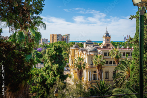 Aerial View of Malaga City Hall - Malaga, Andalusia, Spain