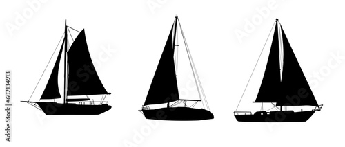 silhouette of a sailboat, silhouette of a yacht	