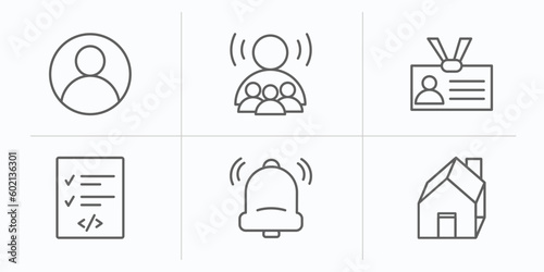 blogger and influencer outline icons set. thin line icons such as profile, influencer, visitor, script, notification, home vector.