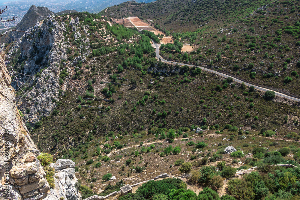 Beautiful landscape. view from the top of the mountain in Northern Cyprus.
