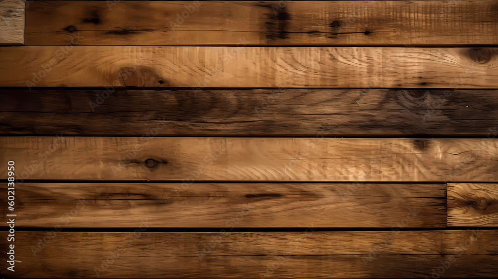 Naklejka premium Freshly sawn board. Top down view. Background. Generative AI technology.