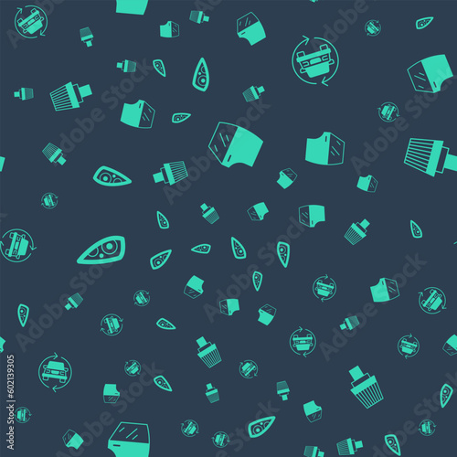 Set Car door, service, headlight and air filter on seamless pattern. Vector