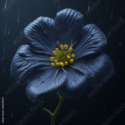 bloomy flower with rain drop hyper realistic