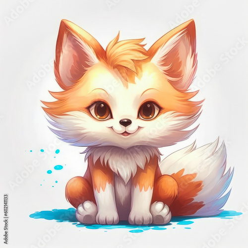 Cute Cartoon Fox Character   Generative AI