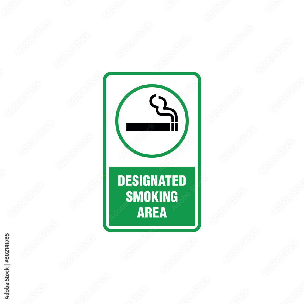 Designated Smoking Area Sign Vector Template Designated Smoking Area Sign Vector Template