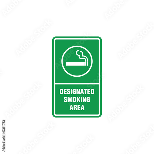 Designated Smoking Area Sign Vector Template