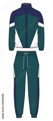 Tracksuit Fashion Illustration, Vector, CAD, Technical Drawing, Flat Drawing, Template, Mockup.	 photo