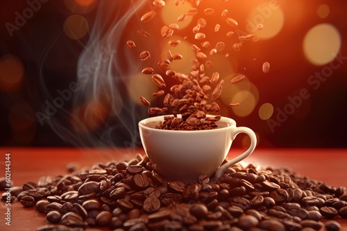 Coffee Bliss: Savoring the Aromatic Symphony of Splashing Beans. generated by AI