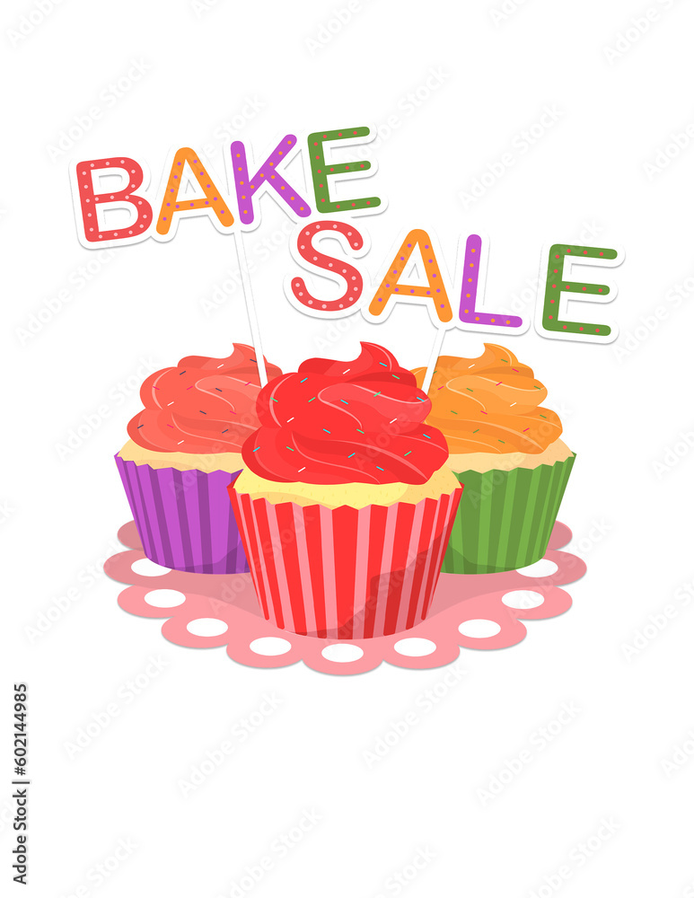 Cute Bake Sale Insert Colorful Cupcake Decorated With Sprinkles Transparent Clipart