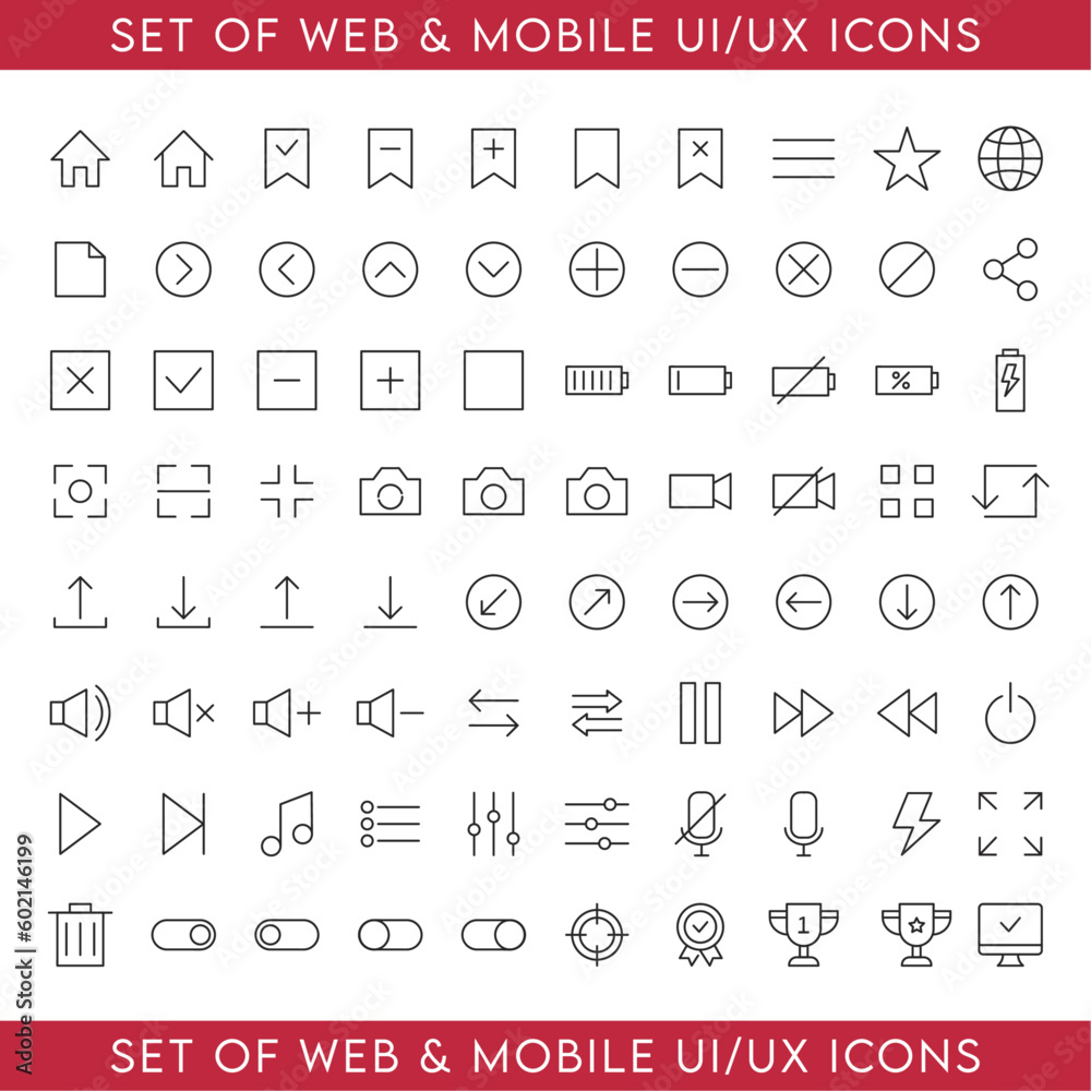 set of icons for web ui/ux icon set