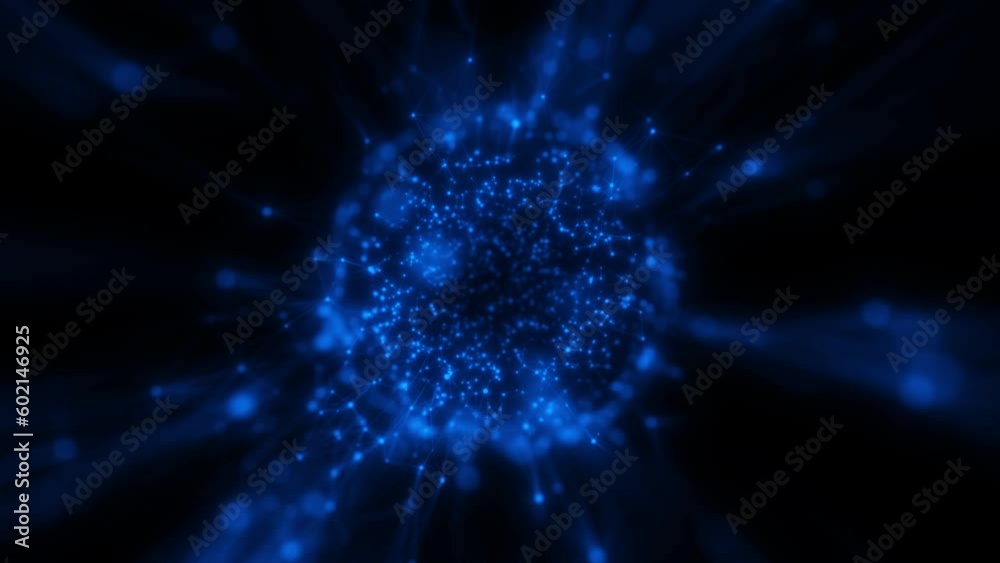 An abstract blue cage under the microscope. Seamless loop.