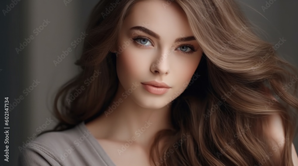 Healthy hair woman beautiful hairstyle Illustration AI Generative. Healthy hair woman beautiful hairstyle Illustration AI Generative.