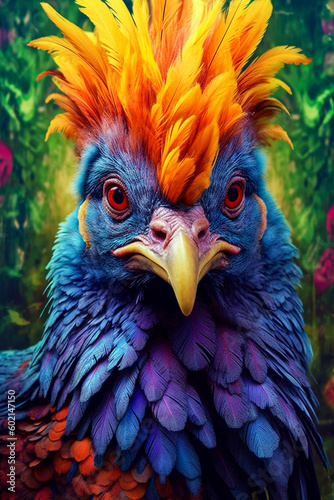 Blue and yellow Macaw generated with artificial intelligence. 