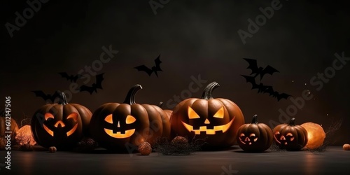 Halloween pumpkin. Halloween background. Illustration AI Generative.