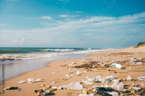 Plastic pollution on the beach, plastic rubbish on the beach © HY