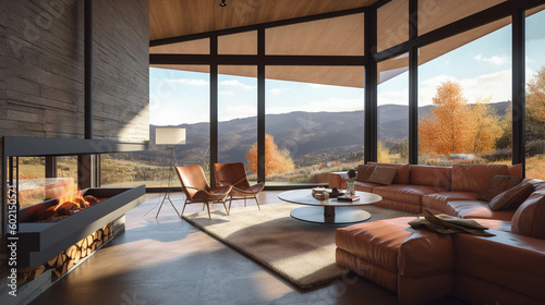Mountain challet interior living room
