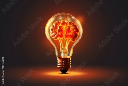 Creative idea with brain and light bulb illustration business concept. Generative AI
