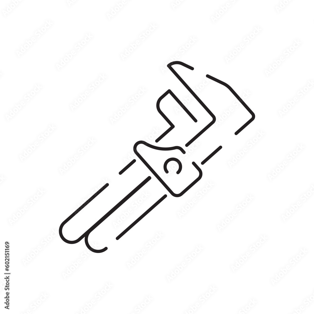Construction tools, Pipe wrench. Power Industry line icons. Editable stroke. Vector illustration Construction tools, Pipe wrench. Power Industry line icons. Editable stroke. Vector illustration
