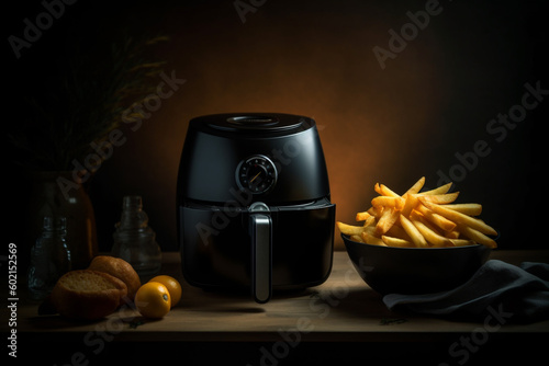 an air fryer with french fries