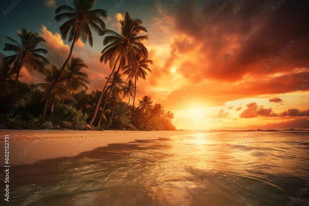 A stunningly realistic beach scene with crystal clear beach