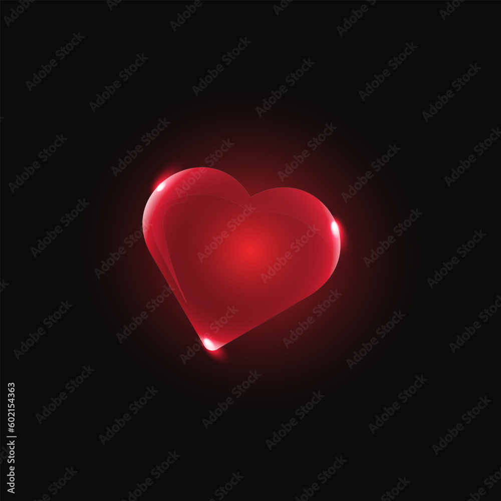 Black card with glass heart and Black background Black card with glass heart and Black background