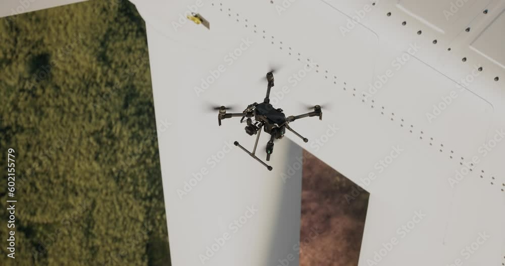 AERIAL Industrial drone flying near wind turbine, gathering video data for inspection and service
