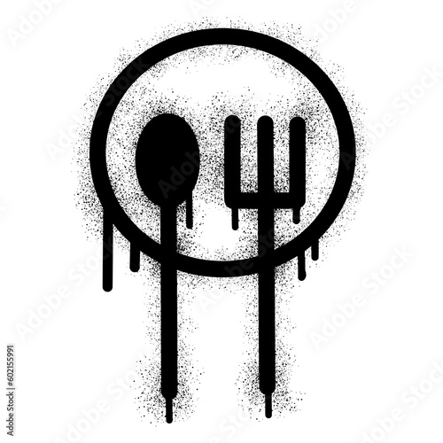 Food icon graffiti with black spray paint