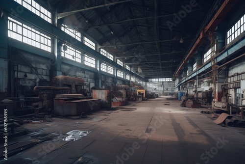 illustration, large repair industrial hall, generative ai.