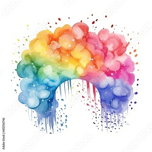 Watercolor rainbow. Illustration AI Generative.