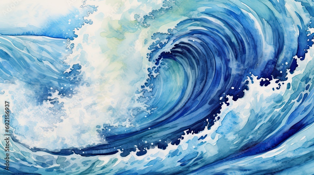Watercolor sea wave. Illustration AI Generative. Watercolor sea wave. Illustration AI Generative.