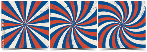 3 in 1. Retro rays of circus, and carnival performances in vector 