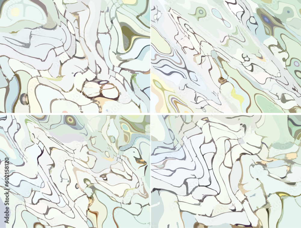 Obraz premium Wavy backgrounds and textures in pastel tonality for your compositions. Light intertwined backgrounds in gray-blue tonality for covers, business, fashion trends, tiles, posters, textiles, cartography