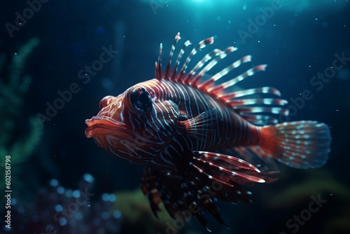 Sea fish at the depth of the sea or ocean. Generative AI.