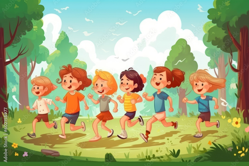 Children playing, celebrating children's day, generative ai Children playing, celebrating children's day, generative ai
