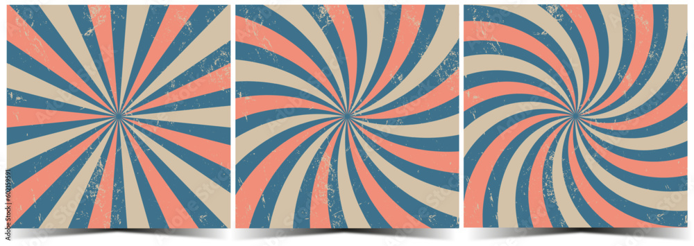 3 in 1. Grunge retro burst vector. Circus and carnival background 