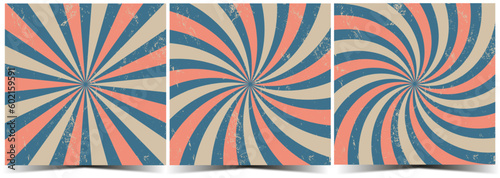 3 in 1. Grunge retro burst vector. Circus and carnival background 