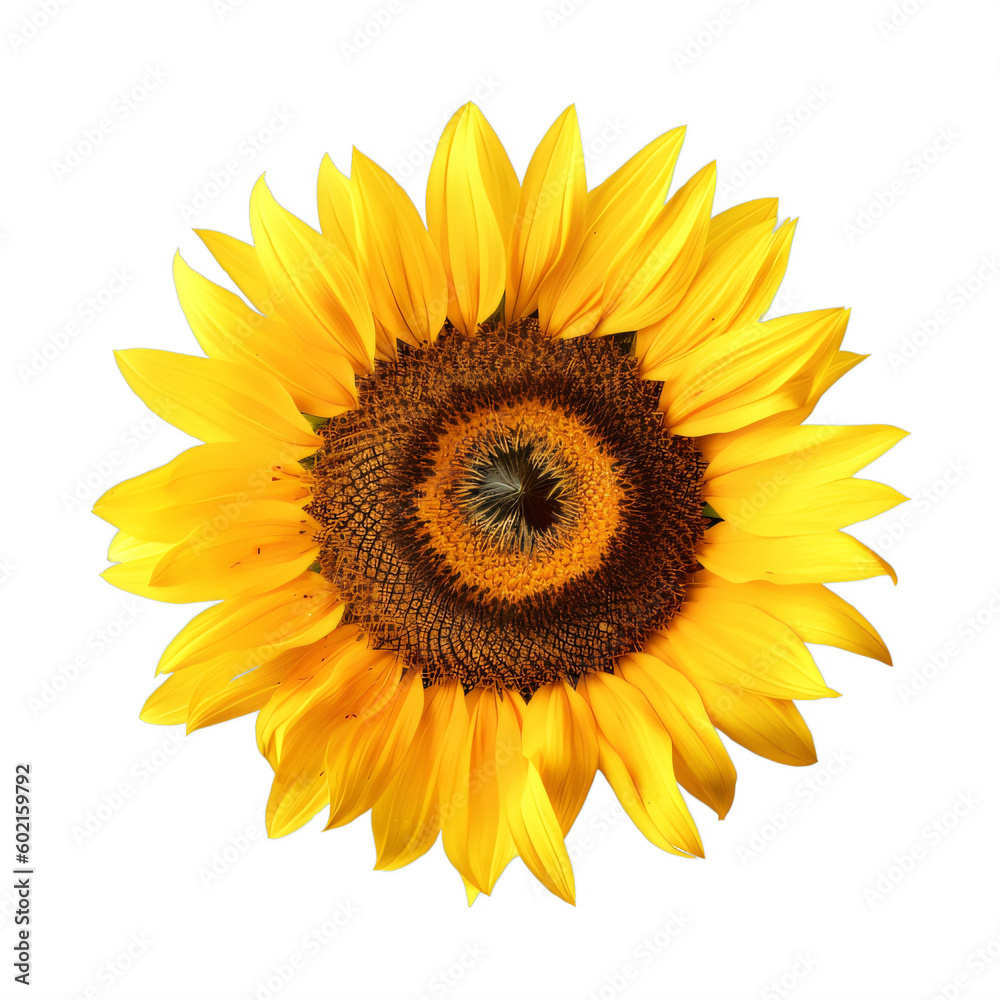 Fototapeta premium A yellow sunflower isolated on a transparent background PNG Generative Ai