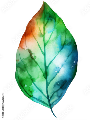 A watercolor painting of a green leaf  isolated on a transparent background PNG  Generative Ai