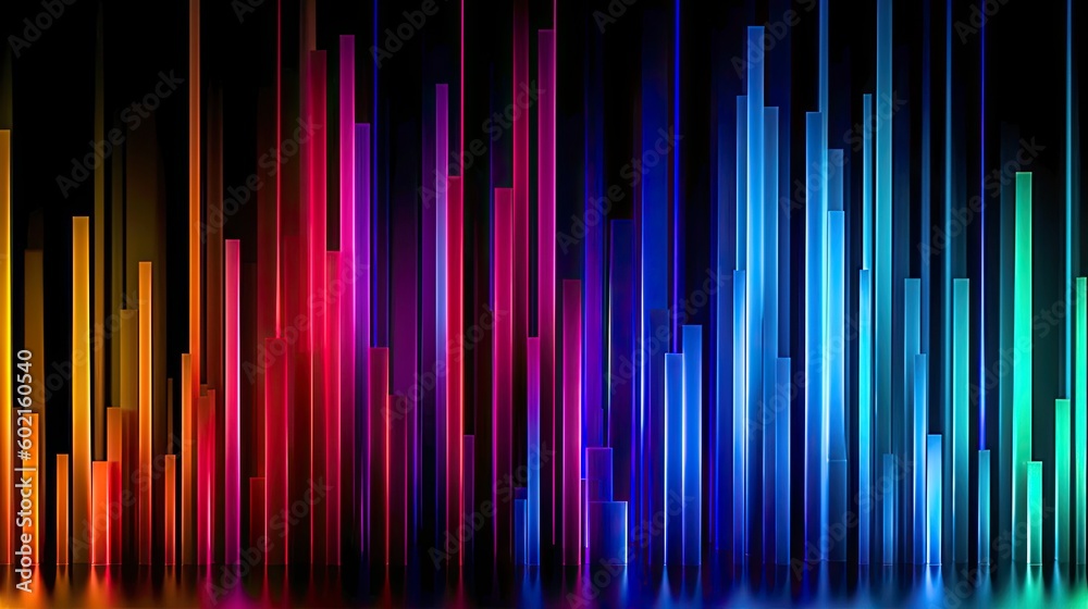 Digitally generated image of multicolored vertical bars. Futuristic Energetic and Vibrant Abstract Technology Background with Dynamic Vertical Motion. Productive AI Digitally generated image of multicolored vertical bars. Futuristic Energetic and Vibrant Abstract Technology Background with Dynamic Vertical Motion. Productive AI