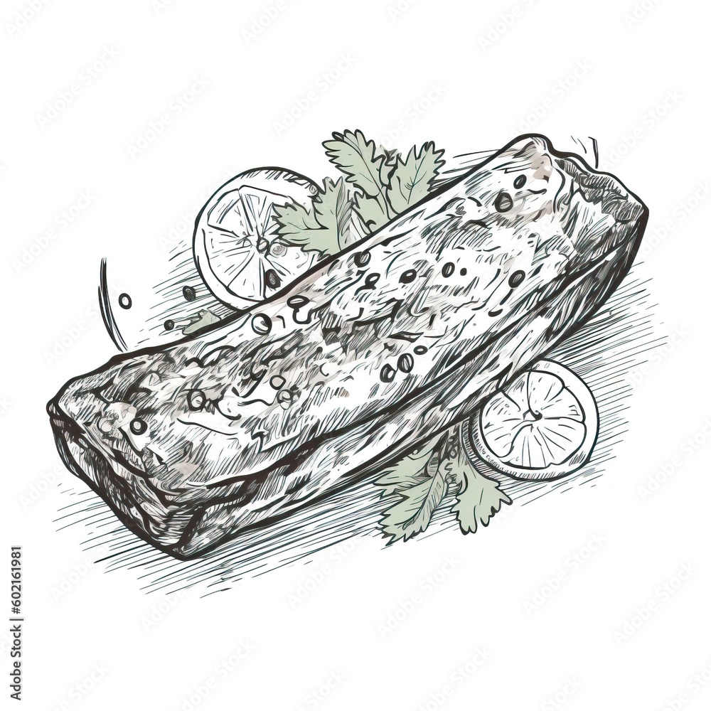 A hand drawn sketch of the traditional Vietnamese dish Banh Xeo