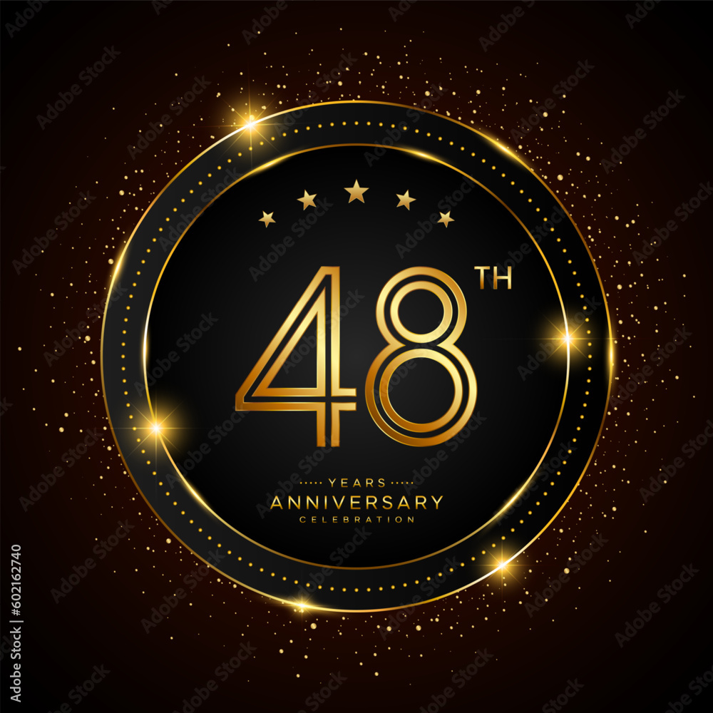 48th anniversary logo with golden color double line style 48th anniversary logo with golden color double line style