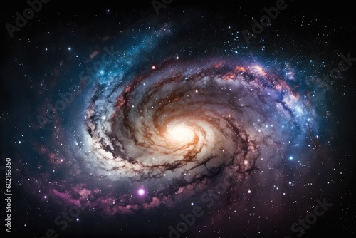 Spiral Galaxy with Glittering Stars in the Background Generative AI