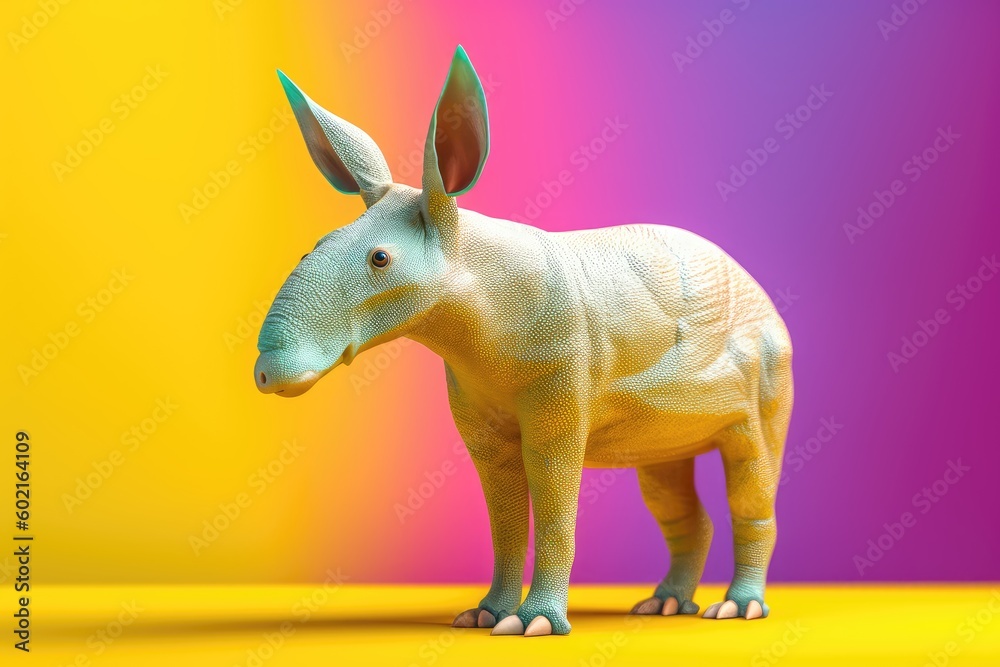 AArdvark or Orycteropus on a brightly colored background, burrowing ...