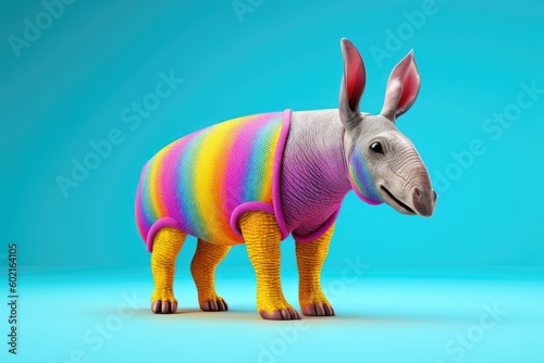 AArdvark or Orycteropus on a brightly colored background  burrowing  nocturnal mammal in Africa of the order Tubulidentata  insectivore with long snout  created with generative AI. 