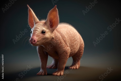 Pink aardvark or Orycteropus, burrowing, nocturnal mammal in Africa of the order Tubulidentata, insectivore with long snout, created with generative AI. 